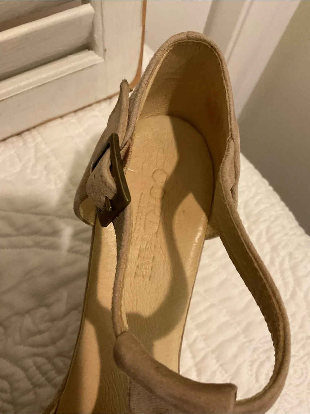 Cordani Jordynn Suede T-Strap Wedge Sandals - Taupe